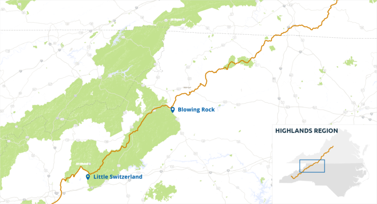 Postnet Highland Ridge Map Highlands Region (MP 217–339) | Central Blue Ridge Parkway