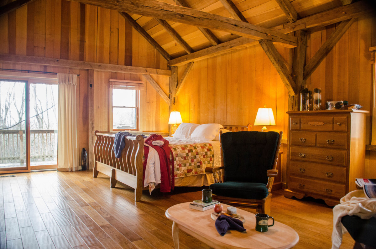 A cozy guest room at the Sugar Tree Inn.