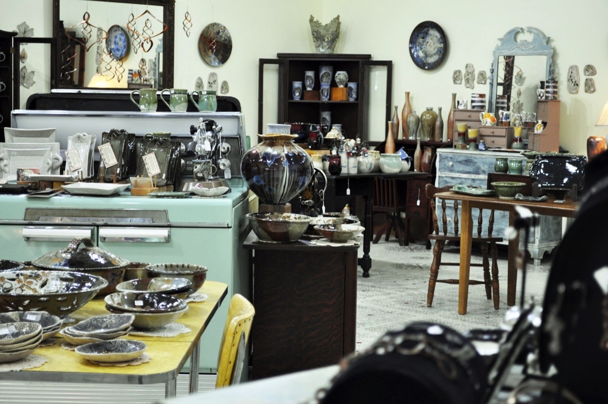 Mountain Star Gallery showcases numerous artists' wares on vintage furniture and appliances.