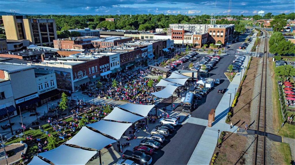 Overhead view of Hickory's CityWalk