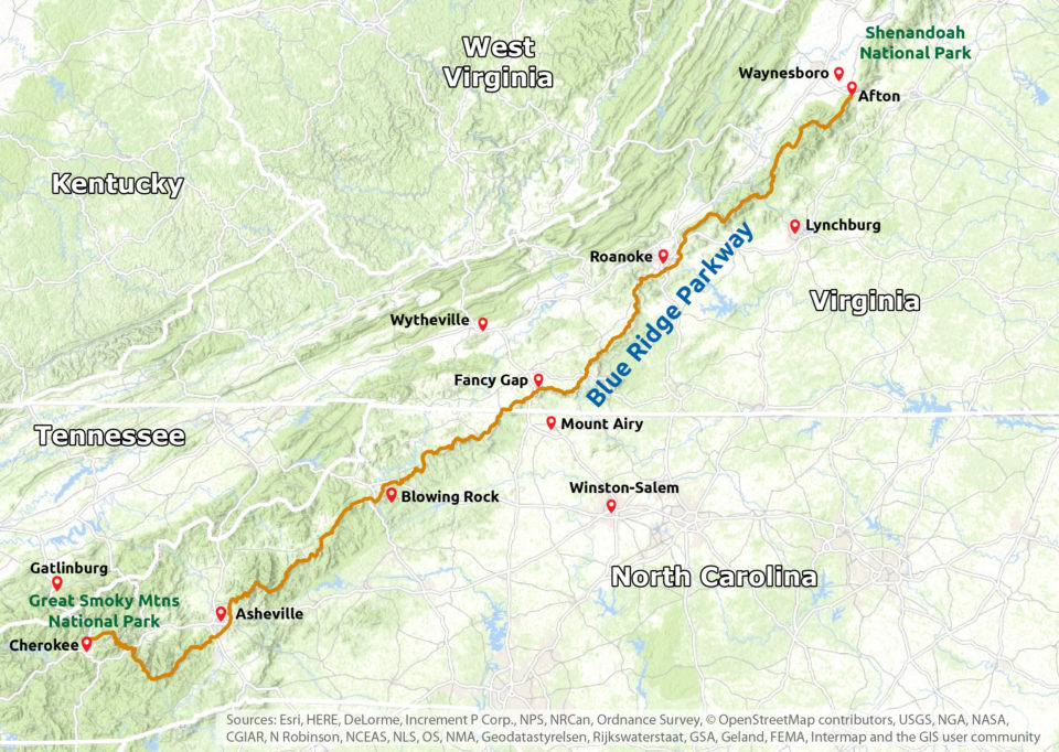 Blue Ridge Parkway Region Map