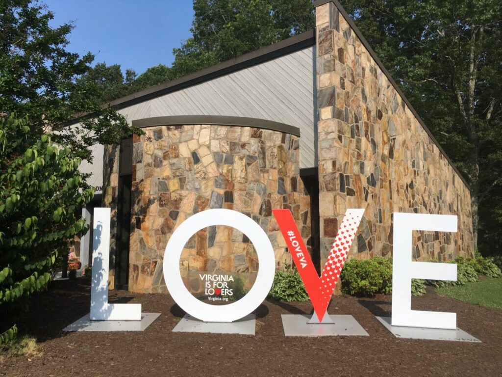 LOVE sign at Virginia State Welcome Center