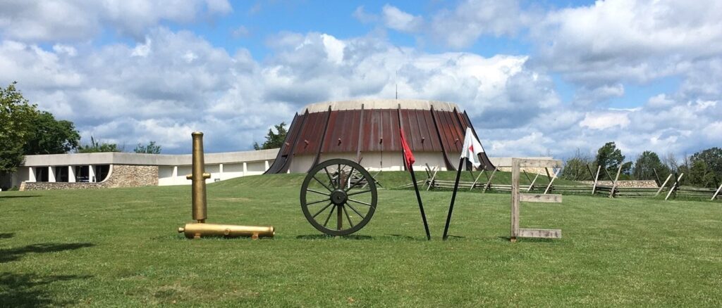 The LOVEwork at the Virginia Museum of the Civil War incorporates signal flags and cannon parts.