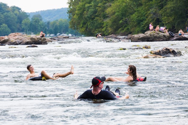 Floating down the river on inner tubes