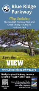 Front cover of BRPA's Blue Ridge Parkway map