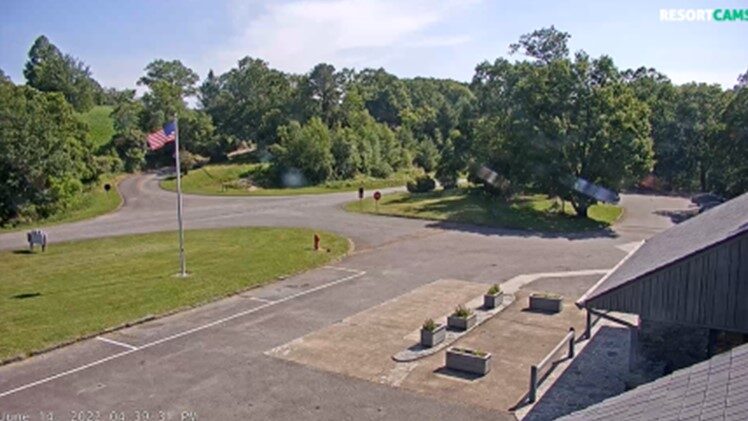 View of the parking lots at Bluffs Restaurant