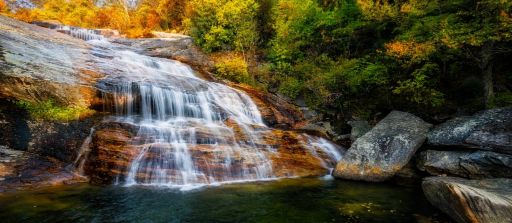 a waterfall found along the blue ridge parkway