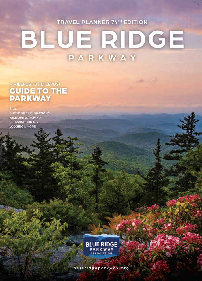 the cover of the blue ridge parkway travel guide