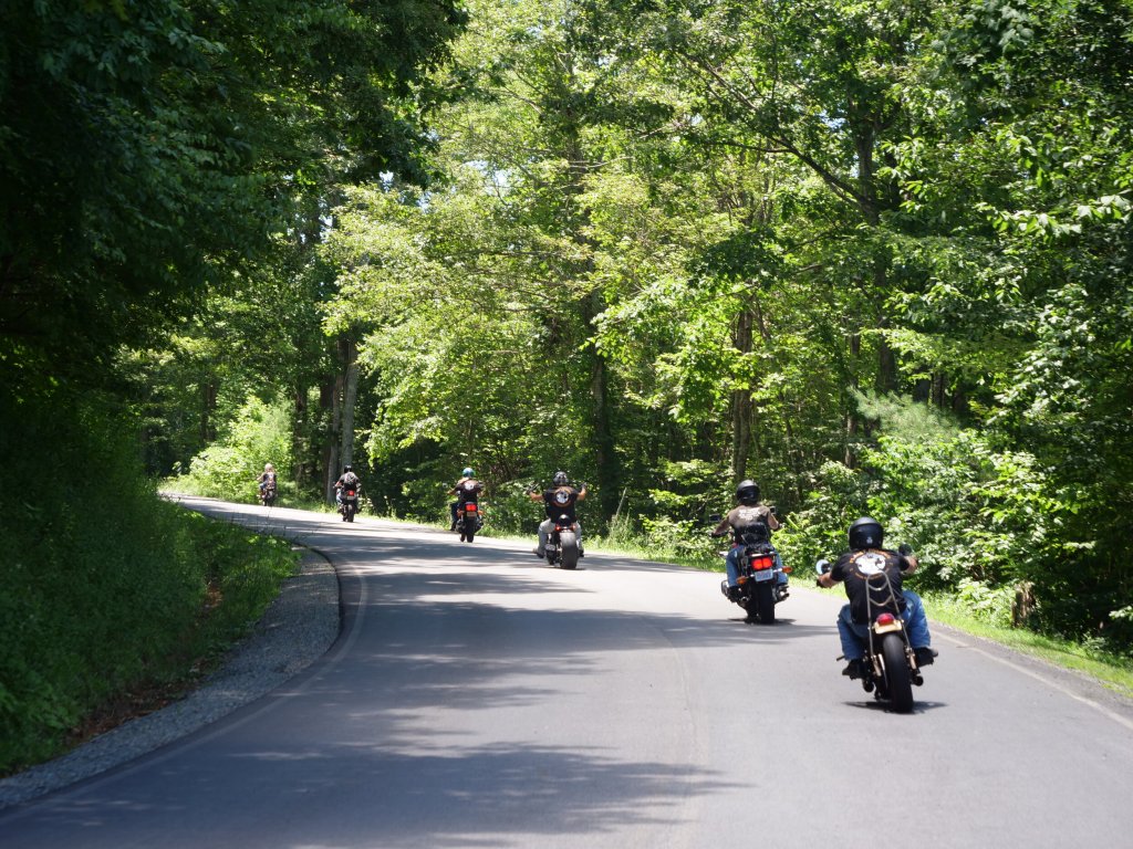 motorcycles along the Blue Ridge Parkway